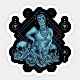 Beautiful Metal Girl Sacred Geometry Sticker
